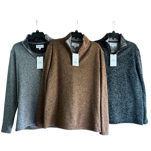 Thomas Sterling London New York 1/4‑Zip Sweaters (M) Charcoal, Cocoa,Gray Bundle - Picture 1 of 7
